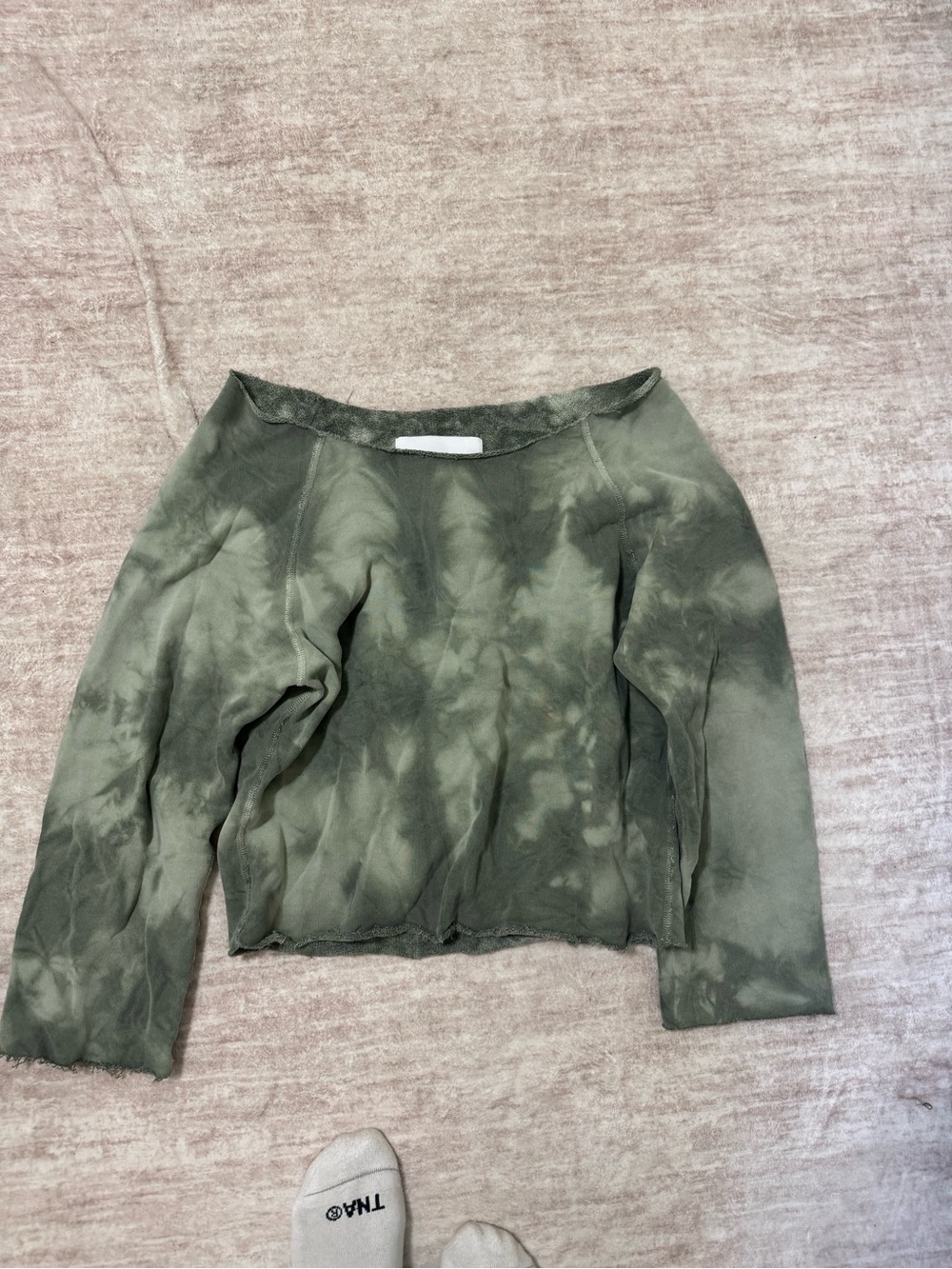 dannijo green tie dye off the shoulder sweatshirt size small